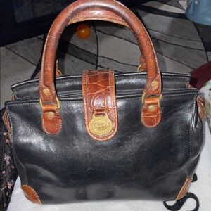 Brahmin Vintage Tuscan Collection Snatchel Black and Brown Leather Handbag